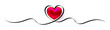 Heart banner or divider with line art and 3D red heart