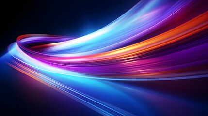 Poster - Modern abstract high-speed light effect. Abstract background with curved beams of light. Technology futuristic dynamic motion. Movement pattern for banner or poster design background concept.