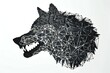 Polygonal wolf head on white background,   illustration