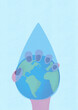 © Westend61 - Hand of woman holding Planet Earth with water drop against blue background