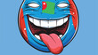 Emoticon with stuck out tongue with country flag 