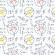 Seamless math formulas pattern. School equations. Geometric diagrams and drawings on piece of notebook in cage. Mathematical education. Algebra calculations. Garish vector background
