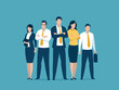A team of five people. Business vector illustration.
