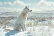 Siberian husky dog in winter landscape,  Portrait of beautiful siberian husky dog