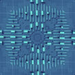 3d rendering digital illustration of complex geometric symmetric pattern in blue neon color