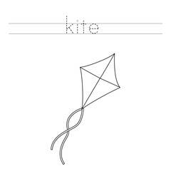 Canvas Print - Trace the letters and color kite. Handwriting practice for kids.