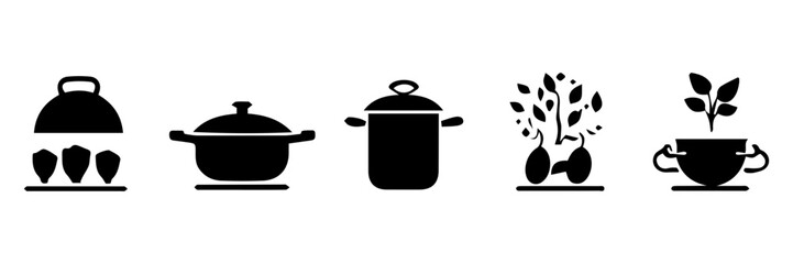 black and white icons for restaurant