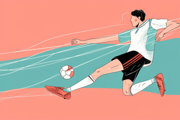 Wall Mural - Abstract soccer player. flat illustration of a person playing football