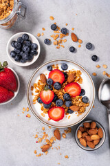 Wall Mural - Granola Yogurt Bowl with Fresh Berries, Healthy Breakfast