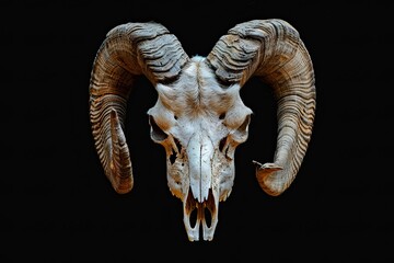 Wall Mural - Skull of a goat isolated on black background