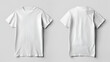 White T-shirts front and back ,Realistic  of a white male t-shirt with front and back views ,Collage of white male t-shirt on gray background