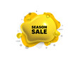 Abstract liquid 3d shape. Season sale tag. Special offer price sign. Advertising discounts symbol. Season sale message. Fluid speech bubble banner. Yellow text liquid shape. Vector