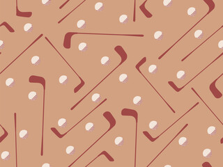 Wall Mural - Seamless pattern with golf clubs and balls. Golf putter and a golf ball in a minimalist style. Design for typography, banners and posters, promotional items. Vector illustration