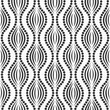Seamless vector pattern. Ornamental pattern with curves, stripes and dotted wavy lines. Black and white seamless decorative background. For textile, fabric, wallpaper, wrapping.