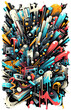 Cool urban style background with colorful drips and splashes suitable for t-shirt design, music and street art