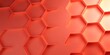 Coral background with hexagon pattern, 3D rendering illustration. Abstract coral wallpaper design for banner, poster or cover with copy space for photo text or product, blank empty copyspace