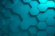 Cyan background with hexagon pattern, 3D rendering illustration. Abstract cyan wallpaper design for banner, poster or cover with copy space for photo text or product, blank empty copyspace. 
