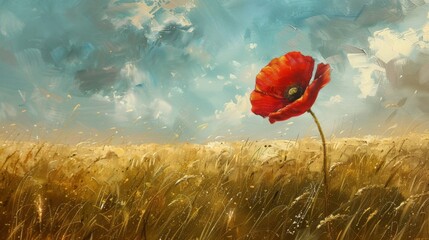 Wall Mural - Poppy flower in wheat field