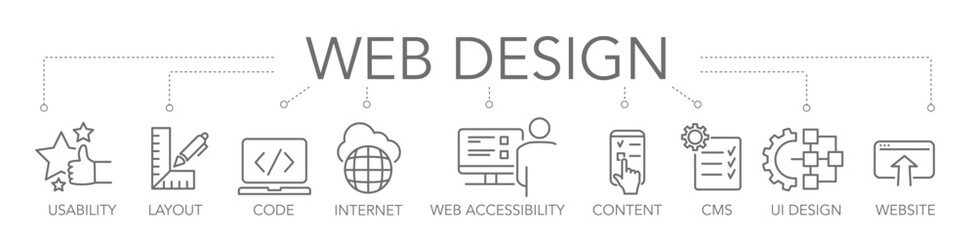 web design concept - thin line icons vector illustration