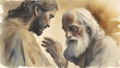Watercolor painting of Jesus Christ healing a Man Born Blind.