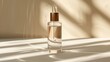 Sunlit Retinol Serum Bottle Casting Shadows on Elegant Surface