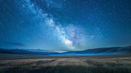 Poster - A beautiful night sky with a large milky way