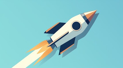 Wall Mural - An space rocket flat icon complete with a stylish long shadow effect