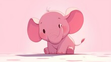Cartoon Illustration Of A Pink Elephant