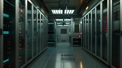 Leinwandbilder - High-Density Server Room With Rows of Servers