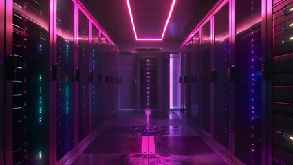 Aufkleber - Rows of Servers in Long Hallway of Data Center