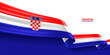 Croatia 3D ribbon flag. Bent waving 3D flag in colors of the Croatia national flag. National flag background design.