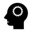 人の頭部と脳を表す歯車のアイコン