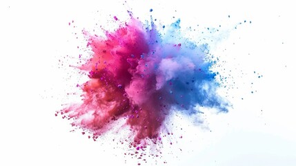 Wall Mural - Vibrant explosion of pink and blue color powder in super slow motion