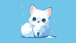 Cute little arctic fox cartoon standing 2d flat car