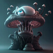 Fantastic mushroom creature. Vector pixelated illustration.