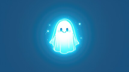Wall Mural - 2d design of a line icon depicting a ghost