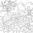 Spring garden graphic black white sketch illustration vector