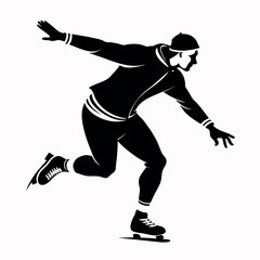 Poster - a man skating vector silhouette black color illustration