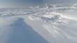 Antarctica Aerial Majestic Landscape Drone View. Snow Covered Arctic Extreme Nature Mountain Beauty. Frozen South Pole Winter Land Helicopter Above