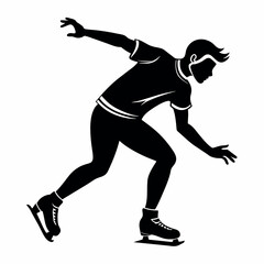 Poster - a man skating vector silhouette black color illustration