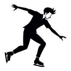 Poster - a man skating vector silhouette black color illustration