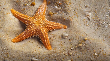 Sticker - Starfish lying sand beach