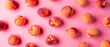 Layout with juicy peach on the pink background. Fruits mockup. peach fuzz. Generative ai