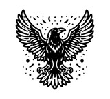 Fototapeta  - raven black and white illustration logo vector