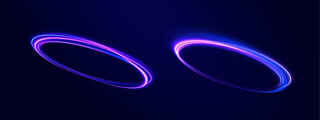 Wall Mural - Brilliant galaxy light blue ellipse glowing podium. Space tunnel. Light everyday glowing effect. semicircular wave, light vortex wake. Bright spira.	