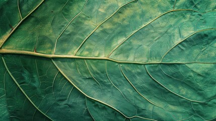 Canvas Print - Green leaf with vein structure in eco friendly texture