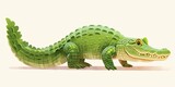 Fototapeta  - A cartoon alligator smiling with its eyes closed and walking on four legs.