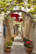 Narrow street of downtown in french village Saint-Paul-de-Vence, France