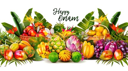 Wall Mural - vector illustration of onam. Kerala Onam Greeting Card. illustration