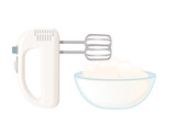 Fototapeta Konie - Electric mixer with beating eggs bowl baking kitchenware vector illustration isolated on white background